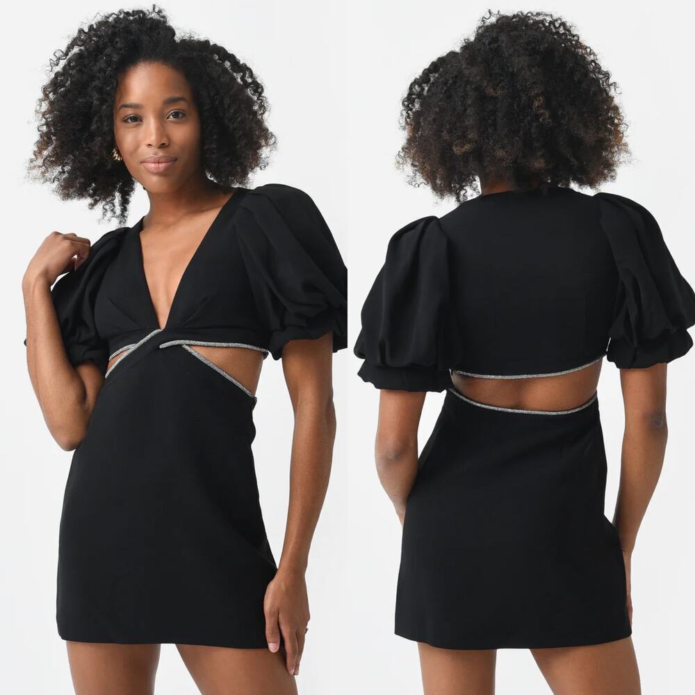 A.L.C. Hazel Mini Cut-Out Dress Size 0 NWT $595 Black Party Rhinestone Sexy - Picture 1 of 7